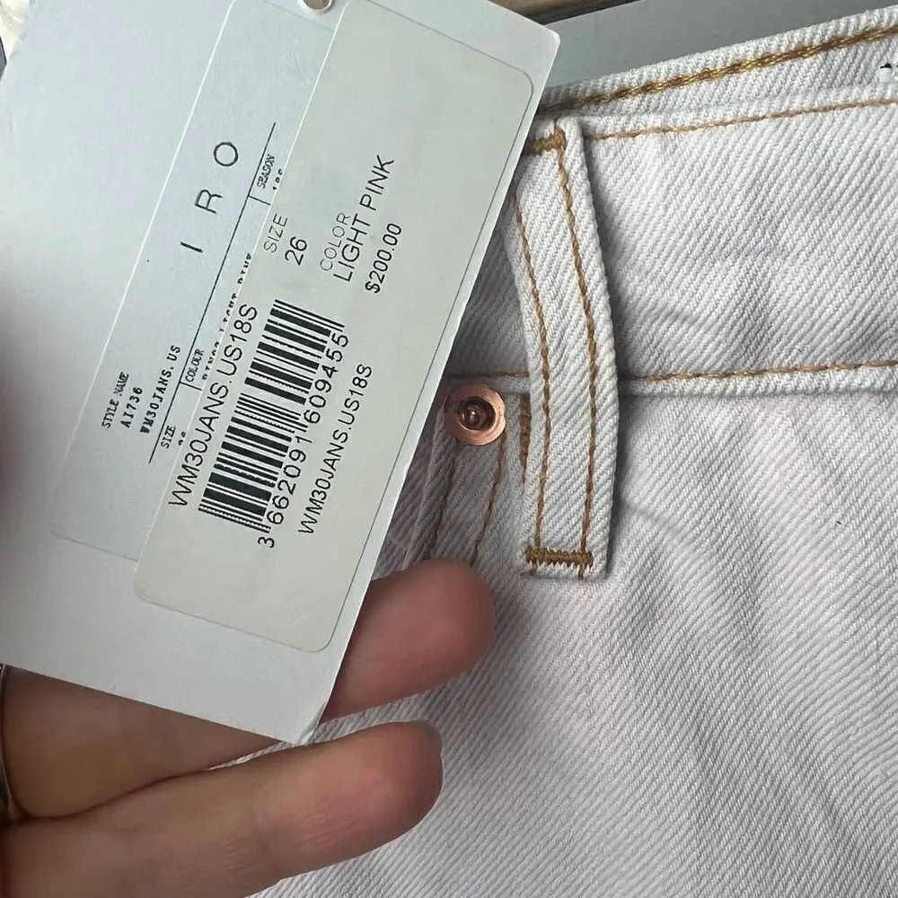 IRO Light Pink Button Fly Denim Shorts NWT Sz. 26